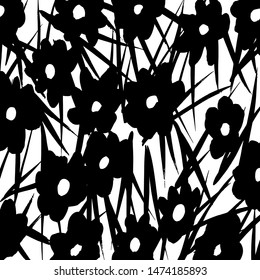 Grunge brush pattern. Texture. White and black vector.