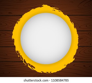 Grunge brush round stroke on old wood background. Vector illustration