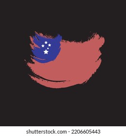 Grunge brush of Samoa flag on shiny black background. Creative glitter sparkle brush paint vector illustration ESP 08
