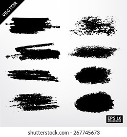Grunge brush set. Barcode pencil, ink stain. Vector background EPS 10