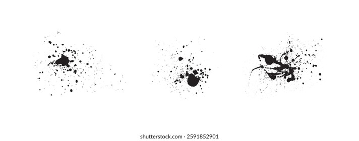 Grunge Brush Set on Black Colour