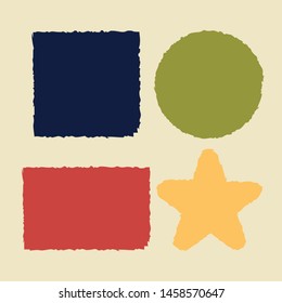 Grunge Brush Shape Set in Retro Style