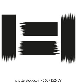 Grunge brush shapes. Black stroke blocks. Abstract paint vector. Artistic edge elements.