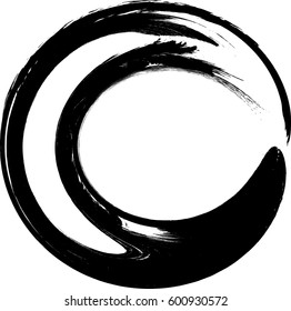 Grunge Brush Stroke. Abstract Tennis ball Icon .ink curved line . Vector design element