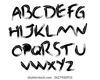 Grunge Brush Stroke Alphabet A to Z – Bold Hand-Painted Vector Illustration
