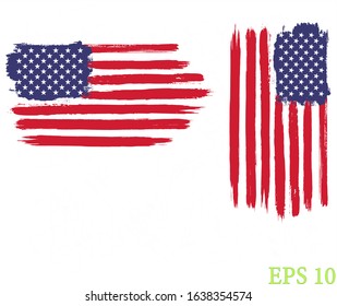 Grunge brush stroke  of American flag, us flag  illustration