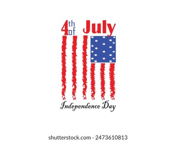 Grunge brush stroke of American flag, us flag illustration. American flag background for independence day and other events. The design of the united states flag has evolved since its inception.