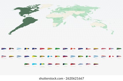 Grunge Brush Stroke American Flags Collection. Vector flag set.