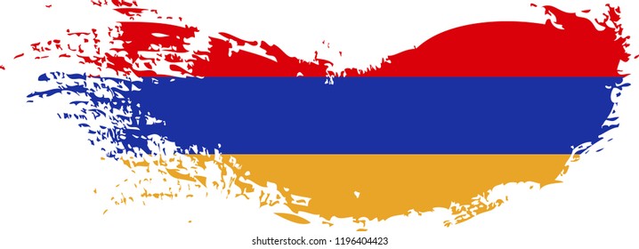 Grunge brush stroke with Armenia national flag. Watercolor painting flag. 