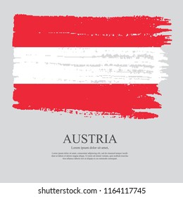 Grunge brush stroke with austria national flag. Austria Happy National Day, october 26 greeting card with austrian national flag brush stroke and hand drawn greetings.