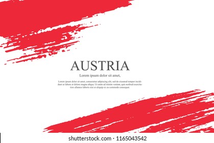 Grunge brush stroke with austria national flag. Austria Happy National Day, october 26 greeting card with austrian national flag brush stroke and hand drawn greetings.