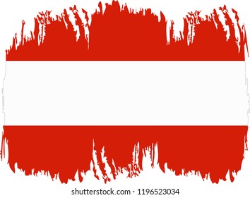 Grunge brush stroke with Austria national flag. Watercolor painting flag. 