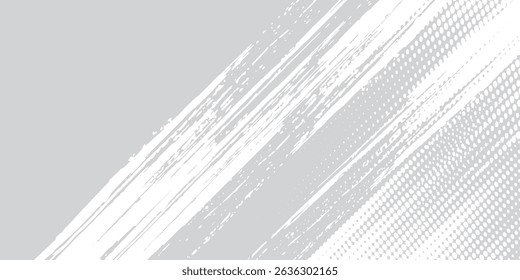 Grunge brush stroke background. White brush stroke isolated on abstract white background modern halftone arts