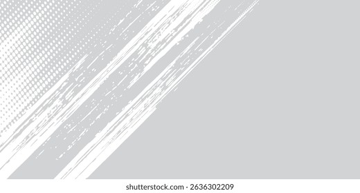 Grunge brush stroke background. White brush stroke isolated on abstract white background modern halftone arts