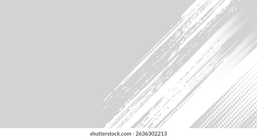Grunge brush stroke background. White brush stroke isolated on abstract white background modern halftone arts