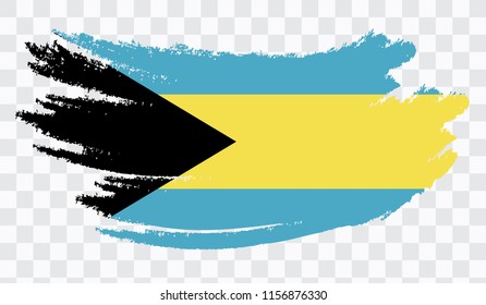 Grunge brush stroke with BAHAMAS national flag. Watercolor painting flag,poster, banner of the national flag. Style watercolor drawing. Vector isolated on transparent background.