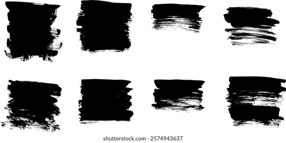 Grunge Brush Stroke Banner Label Vector Set