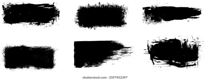 Grunge Brush Stroke Banner Rectangle Shape Vector Set