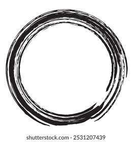 grunge brush stroke black circle on white background