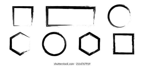 Grunge brush stroke. Black frame. Element for design. Vector illustration isolated on white background. EPS 10