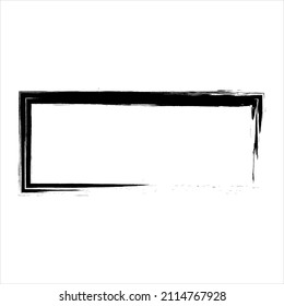 Grunge-Pinselstrich. Schwarzer Rahmen. Element für Design. Vektorgrafik einzeln auf weißem Hintergrund. EPS10