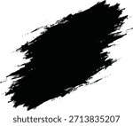 Grunge brush stroke. Black paint smudge. Textured graphic element. Artistic design component.