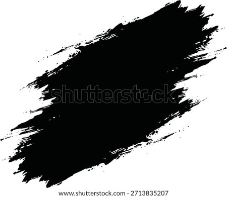 Grunge brush stroke. Black paint smudge. Textured graphic element. Artistic design component.
