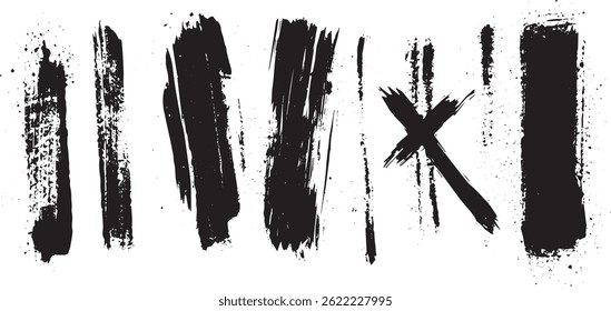Juego de Vectores Grunge Brush Stroke y Bold X Mark, texturas de tinta afligidas para arte y diseño Urbanas