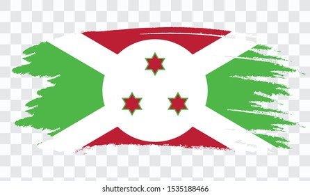 Grunge brush stroke with BURUNDI national flag. Watercolor painting flag,poster, banner of the national flag. Style watercolor drawing. Vector isolated on transparent background.