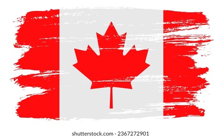 Grunge pincel con bandera canadá.