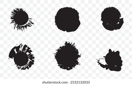 Grunge Brush Stroke Circle Vector Set. EPS 10.