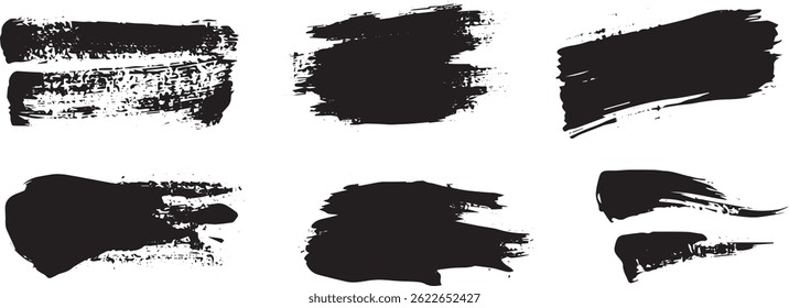 Grunge Brush Stroke Collection, Bold Horizontal Ink Textures for Creative Artwork