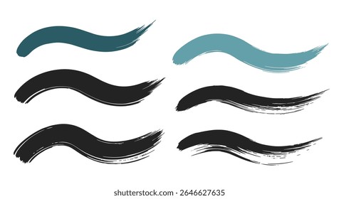 Grunge Brush Stroke Collection Vector Artistic Design Painted Decorative Wave Element Pack