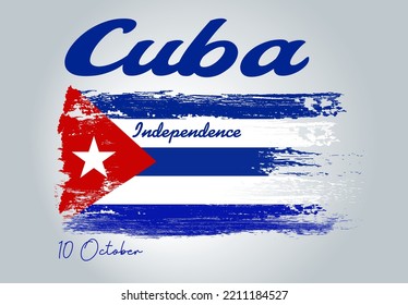 Grunge brush stroke with Cuba national flag. Watercolor painting flag of Cuba.