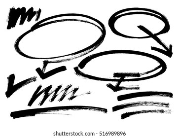 Grunge Brush Stroke . Different grunge brush strokes black color vector elements. set