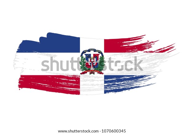 ドミニカ共和国国旗のグランジブラシストローク ドミニカ共和国の水彩画国旗 国旗のシンボル ポスター バンヌ 水の色の図面のスタイルを設定します ベクター画像 のベクター画像素材 ロイヤリティフリー