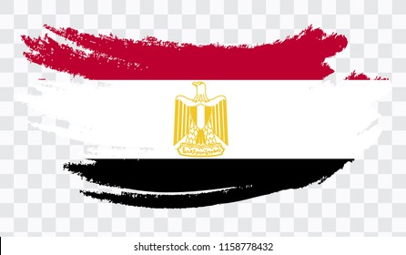 Grunge brush stroke with EGYPT national flag. Watercolor painting flag,poster, banner of the national flag. Style watercolor drawing. Vector isolated on transparent background.
