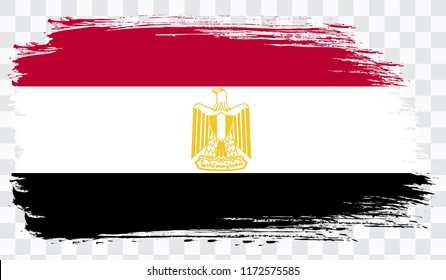 Grunge brush stroke with EGYPT national flag. Watercolor painting flag,poster, banner of the national flag. Style watercolor drawing. Vector isolated on transparent background.