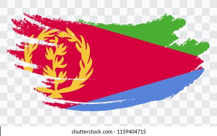Grunge brush stroke with ERITREA national flag. Watercolor painting flag,poster, banner of the national flag. Style watercolor drawing. Vector isolated on transparent background.