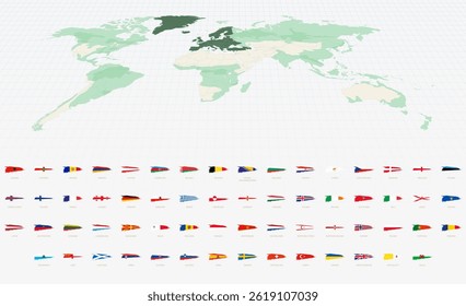 Grunge Brush Stroke European Flags Collection. Vector flag set.
