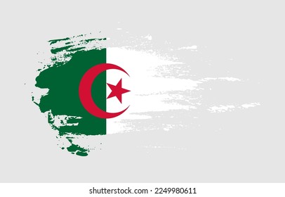 Grunge brush stroke flag of Algeria with painted brush splatter effect on solid background svg