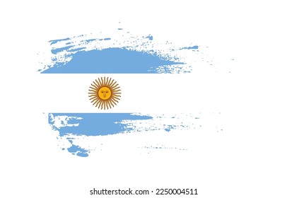 Grunge brush stroke flag of Argentina with painted brush splatter effect on solid background