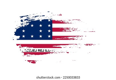 Bandera del trazo del pincel de Grunge del atolón de Bikini con efecto de salpicadura de pincel pintado sobre fondo sólido