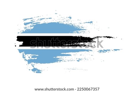 Grunge brush stroke flag of Botswana with painted brush splatter effect on solid background