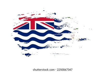 Grunge brush stroke flag of British Indian Ocean Territory with painted brush splatter effect on solid background