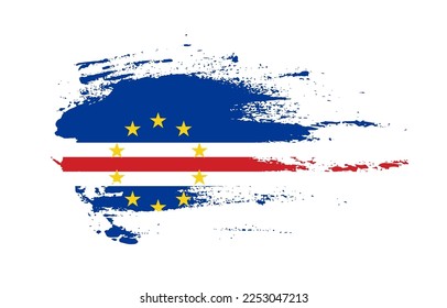 Grunge brush stroke flag of Cape Verde with painted brush splatter effect on solid background