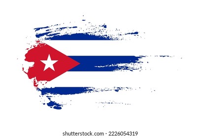Grunge brush stroke flag of Cuba with painted brush splatter effect on solid background
