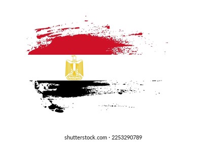 Bandera del derrame de pincel grueso de Egipto con efecto de salpicadura de pincel pintado sobre fondo sólido
