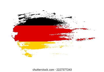 Grunge brush stroke flag of Germany with painted brush splatter effect on solid background