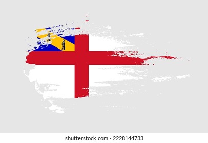 Bandera del trazo del pincel de Grunge de Herm con efecto de salpicadura del pincel pintado sobre fondo sólido